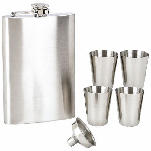 Maxam 6-piece Stainless Steel Flask Set Low-Cost High-Quality Addition to any Home Bar Perspective: front