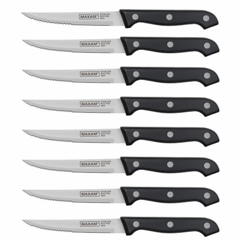 Maxam 8 Piece Serrated Steak Knife Set Perspective: front