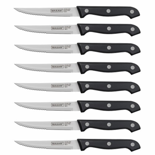 Maxam 8 Piece Serrated Steak Knife Set Perspective: front