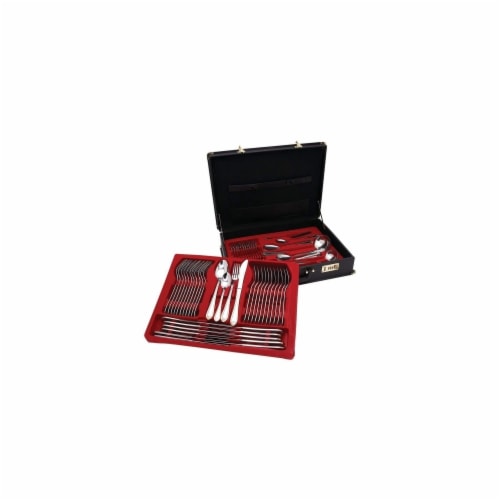 Sterlingcraft 72 Pc Gold Trim Flatware Set Perspective: front
