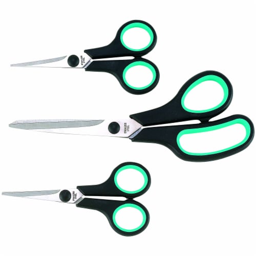 Maxam Household Scissor Set with Soft-Touch Handels for a Safe Comfortable Grip 3-Pieces Perspective: front