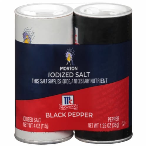 Morton® Iodized Salt & McCormick® Black Pepper Perspective: front
