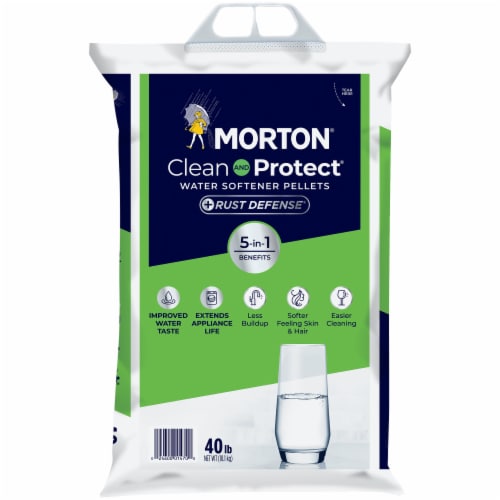 Morton® Clean and Protect® Plus Rust Defense® Water Softener Salt Pellets Perspective: front