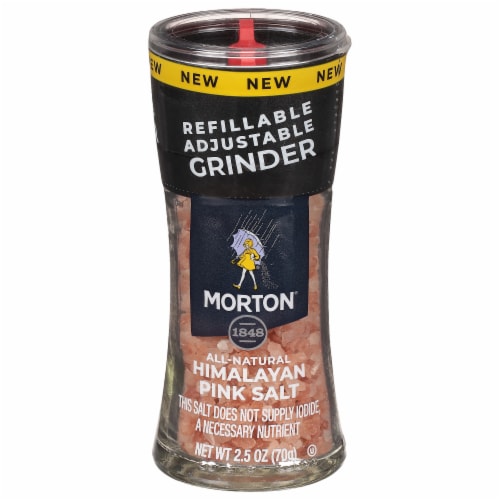 Morton® Himalayan Pink Salt Grinder Perspective: front