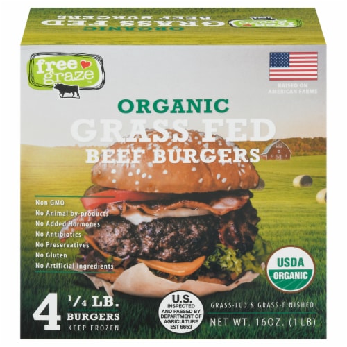 Miami Beef Free Graze™ Organic Grass-Fed Beef Patties Perspective: front