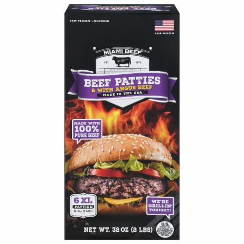 Miami Beef® Angus Beef Patties Perspective: front