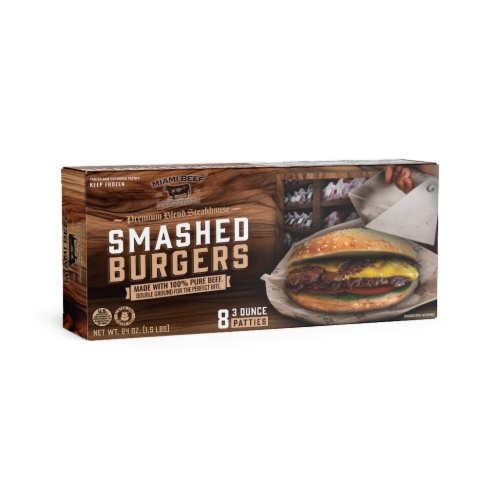 Miami Beef® Frozen Smash Burgers Perspective: front