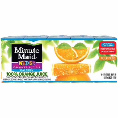 Minute Maid Kids+ Pulp Free Calcium Orange Juice Boxes Perspective: front