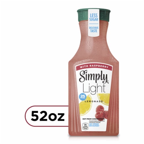 Simply Light Lemonade With Raspberry Fruit All Natural Juice Non-Gmo Perspective: front