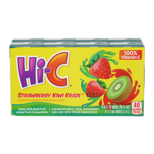 Hi-C Strawberry Kiwi Kraze Juice Boxes Perspective: front