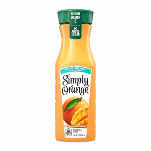 Simply Orange with Mango Juice Bottle Perspective: front
