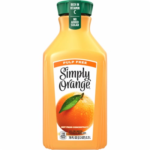 Simply® Pulp Free Orange Juice Bottle Perspective: front