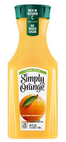 Simply® High Pulp Orange Juice Bottle Perspective: front