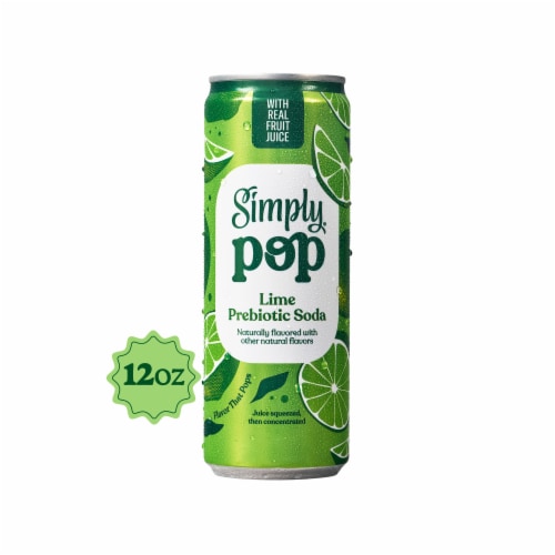 Simply POP Lime Prebiotic Soda Can Perspective: front