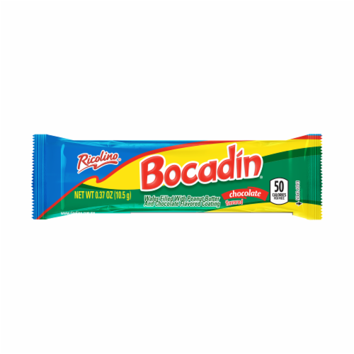 Ricolino® Bocadin® Chocolate Covered Peanut Butter Filled Wafer Bar Perspective: front