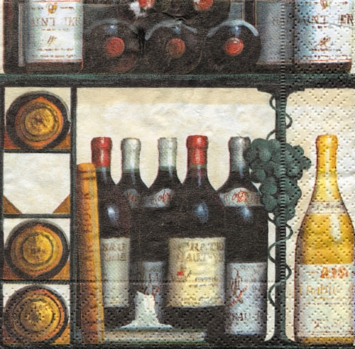 Caspari Wine Cellar Paper Cocktail Napkins Perspective: front