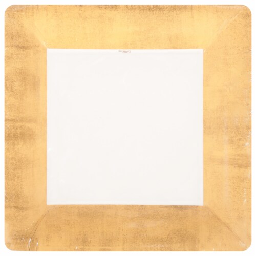 Caspari Gold Leaf Ivory Paper Dinner Plate Perspective: front