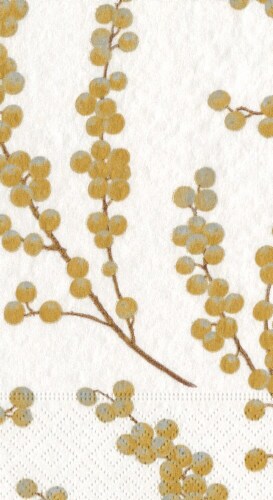 Caspari  Berry Branches Guest Hand Paper Towel Napkin White/Gold Perspective: front