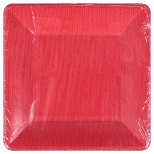 Caspari Red Paper Salad and Dessert Plate Perspective: front