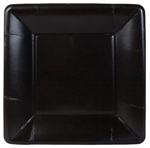 Caspari Paper Grosgrain Border Salad and Dessert Plate - Black Perspective: front