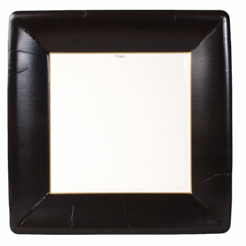 Caspari Paper Grosgrain Border Dinner Plate - Black Perspective: front