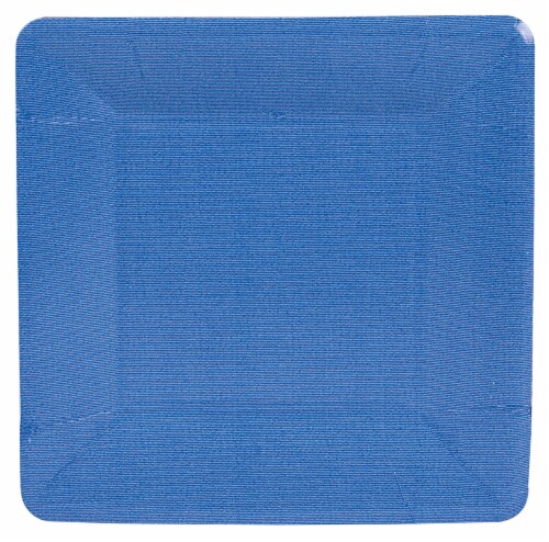 Caspari Paper Grosgrain Border Salad and Dessert Plates - Marine Blue Perspective: front