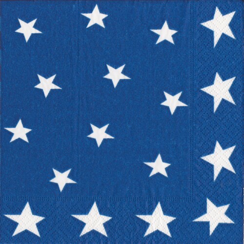 Caspari Stars and Stripes Cocktail Napkins - Blue/White Perspective: front