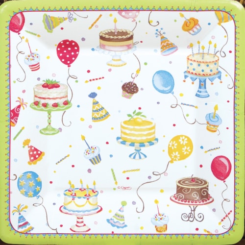 Caspari Birthday Cake Tableware Perspective: front