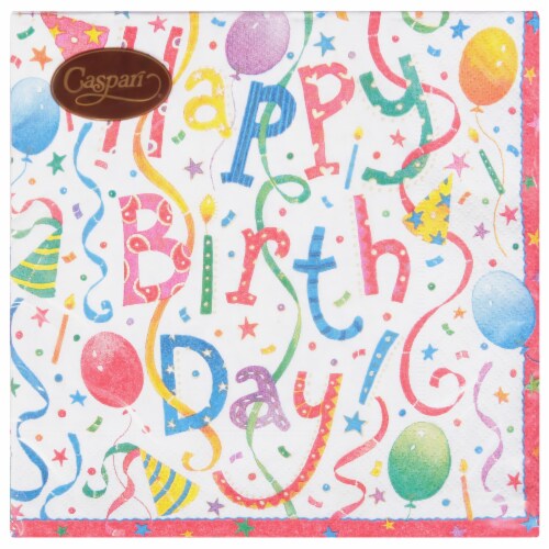 Caspari Happy Birthday Paper Luncheon Napkin Perspective: front