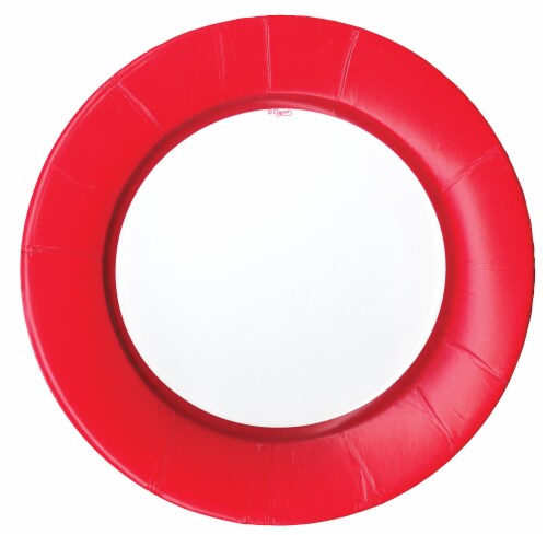 Caspari Paper Plates - Linen Red Perspective: front