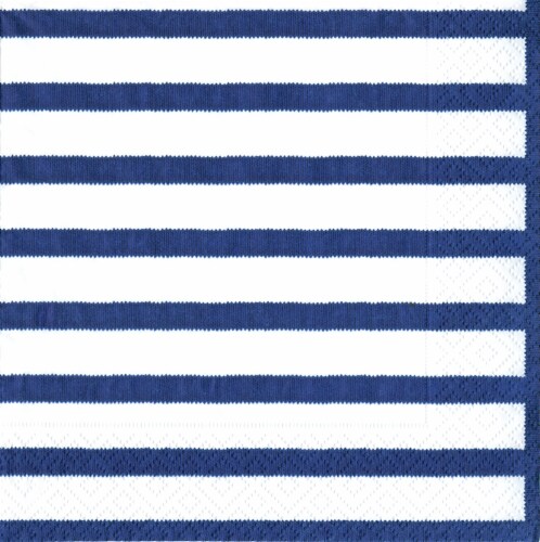 Caspari Bretagne Cocktail Napkins - Blue/White Perspective: front