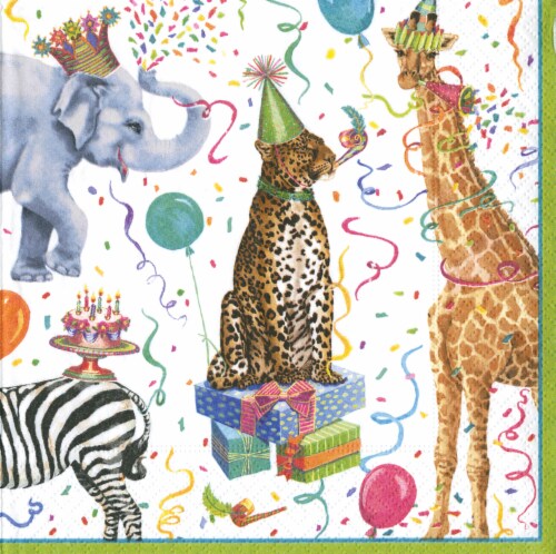 Caspari Party Animals Paper Napkins Perspective: front