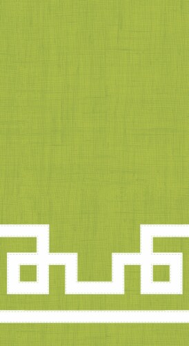 Caspari Rive Gauche Moss Guest Towels - Green/White Perspective: front