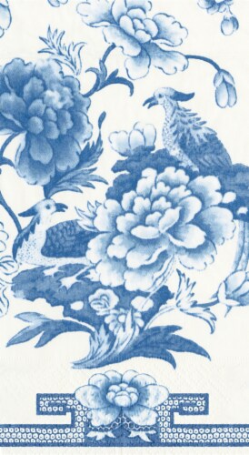 Caspari Guest Hand Paper Towel Napkins - Blue/White Perspective: front