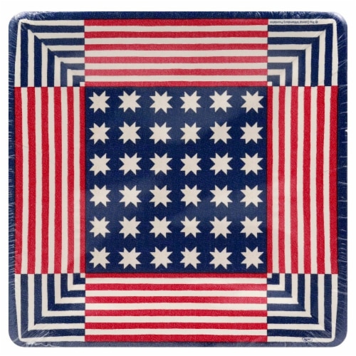 Caspari 7-Inch Vintage Quilt Pattern Paper Plates Perspective: front