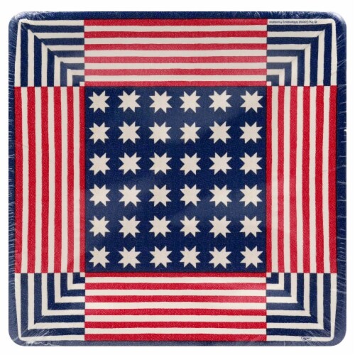 Caspari 7-Inch Vintage Quilt Pattern Paper Plates Perspective: front