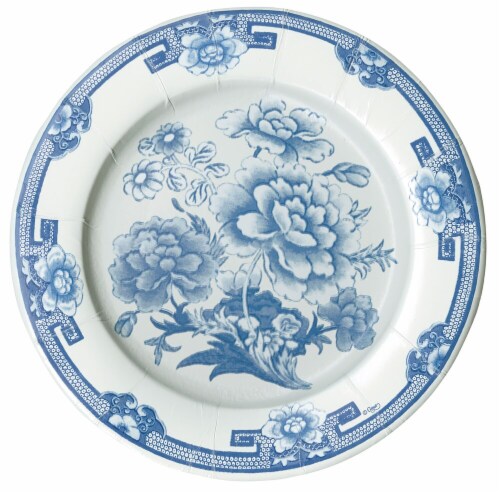 Caspari  Paper Salad - Dessert Plate Blue and White Perspective: front