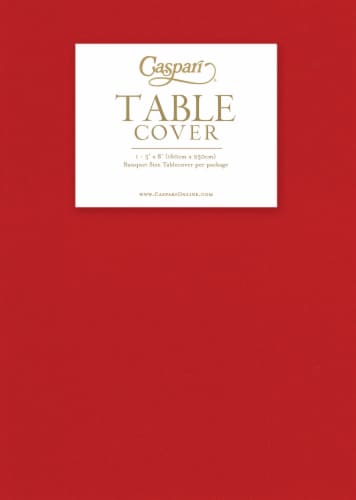 Caspari Banquet Size Paper Linen Table Cover - Red Perspective: front