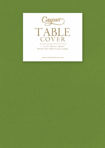 Caspari Banquet Size Paper Linen Table Cover - Moss Green Perspective: front