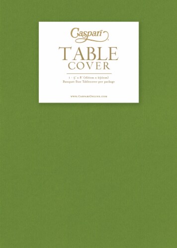 Caspari Banquet Size Paper Linen Table Cover - Moss Green Perspective: front