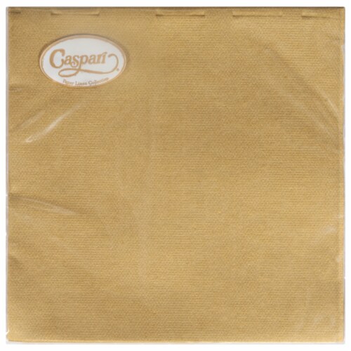Caspari Gold Paper Linen Cocktail Napkins Perspective: front