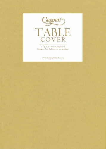Caspari Banquet Size Paper Linen Table Cover - Gold Perspective: front