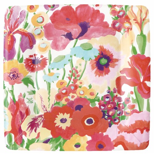 Caspari Secret Garden Salad Plate Perspective: front