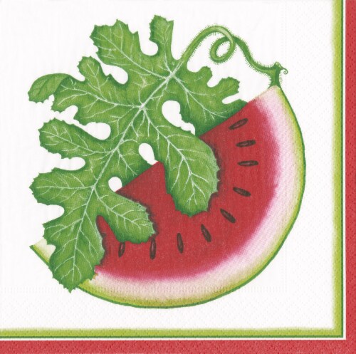 Caspari Paper Cocktail Napkins - Watermelon Picnic Perspective: front