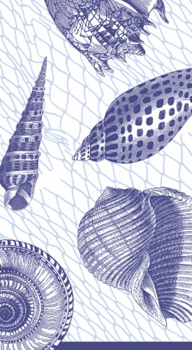 Caspari Paper Guest Hand Towel Napkins - Blue Netting and Shells Perspective: front