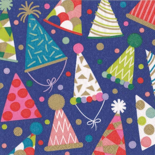 Caspari Party Hats Paper Cocktail Napkins Perspective: front