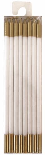 Caspari Slim Birthday Candles - White/Gold Perspective: front