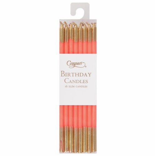 Caspari Orange/Gold Slim Birthday Candles Perspective: front