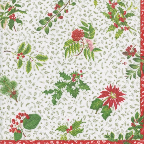 Caspari English Winter Garden Paper Cocktail Napkins Perspective: front
