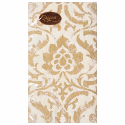 Caspari Baroque Paper Towel Napkins - Gold/Ivory Perspective: front
